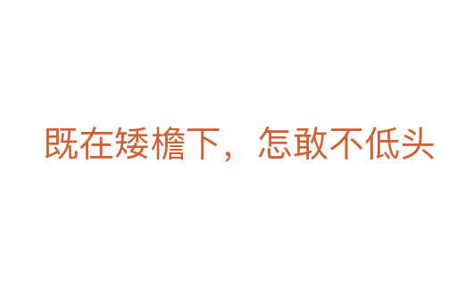 既在矮檐下,怎敢不低頭