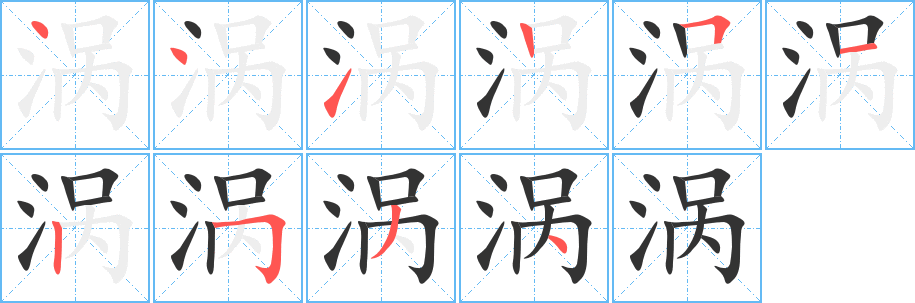 渦的筆順?lè)植窖菔?>
					
                    <hr />
                    <h2>渦的基本信息</h2>
                    <div   id=