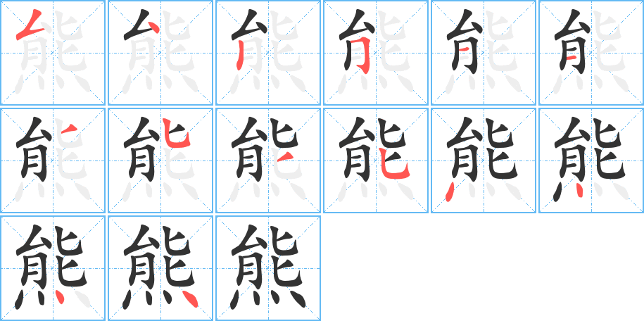熊的筆順分步演示