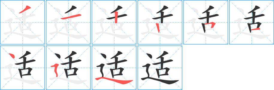 適的筆順?lè)植窖菔?>
					
                    <hr />
                    <h2>適的基本信息</h2>
                    <div   id=
